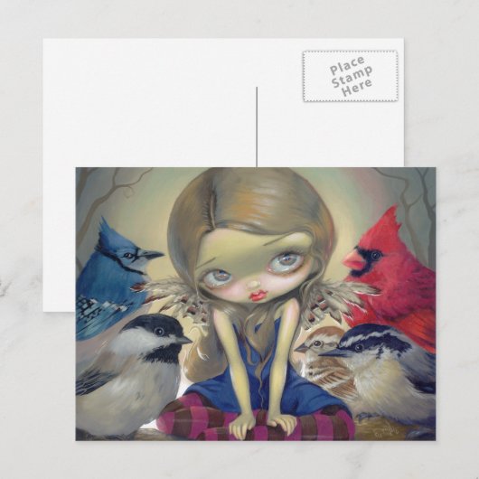 briefkaart "Achtertuin vogels" (Voorkant / Achterkant)