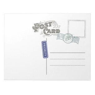 Briefkaart achterzijaanblok notitieblok