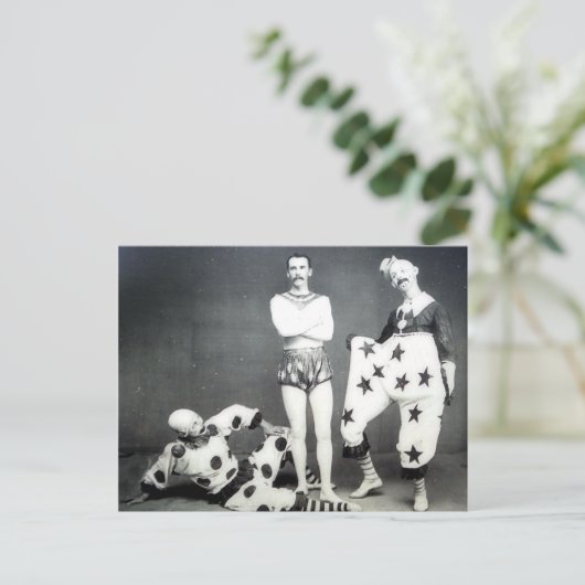 Briefkaart Acrobat en Clowns (Staand voorkant)