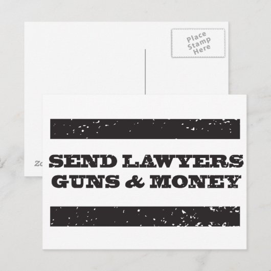 Briefkaart - Advocaten Pistolen en geld sturen (Voorkant / Achterkant)