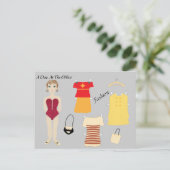 Briefkaart Afbeelding Mode Cute Paper Doll (Staand voorkant)