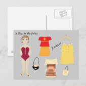 Briefkaart Afbeelding Mode Cute Paper Doll (Voorkant / Achterkant)