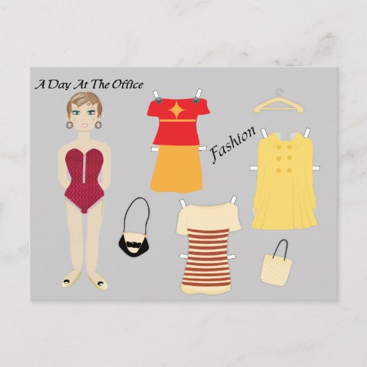 Briefkaart Afbeelding Mode Cute Paper Doll (Voorkant)