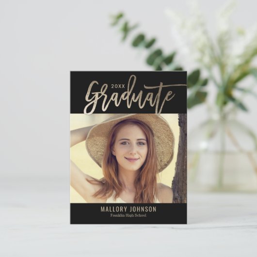 Briefkaart Afstuderen penseelkleurig glimmer bewer (Staand voorkant)