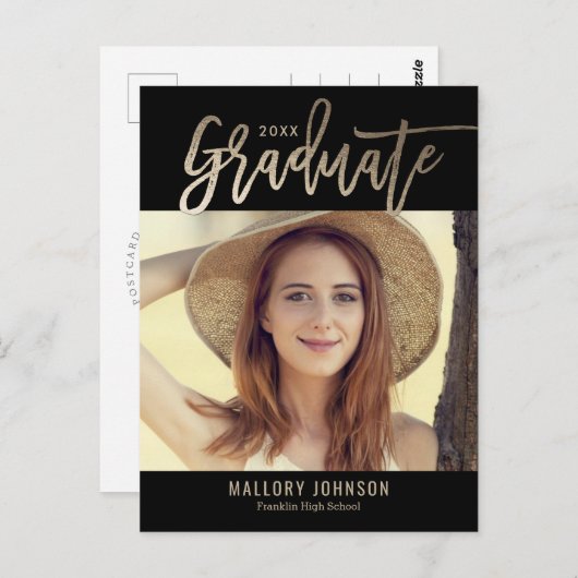 Briefkaart Afstuderen penseelkleurig glimmer bewer (Voorkant / Achterkant)