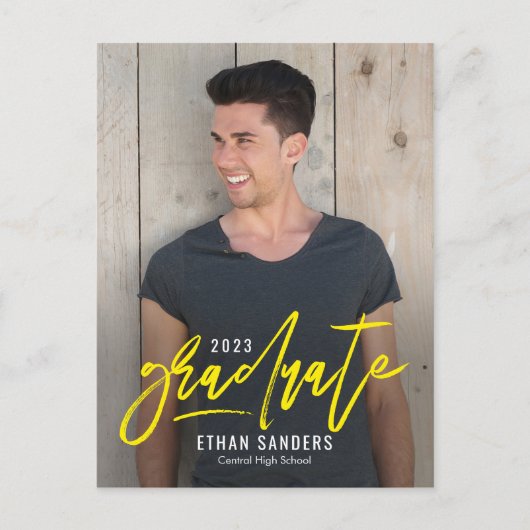 Briefkaart Afstuderen penseelteken bewerkbaar teke (Voorkant)