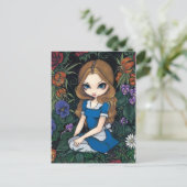 briefkaart "Alice and the Flowers" (Staand voorkant)