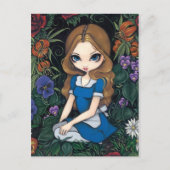 briefkaart "Alice and the Flowers" (Voorkant)
