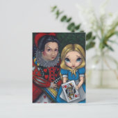 briefkaart "Alice and the Queen of Hearts" (Staand voorkant)