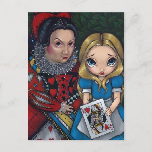 briefkaart "Alice and the Queen of Hearts" (Voorkant)