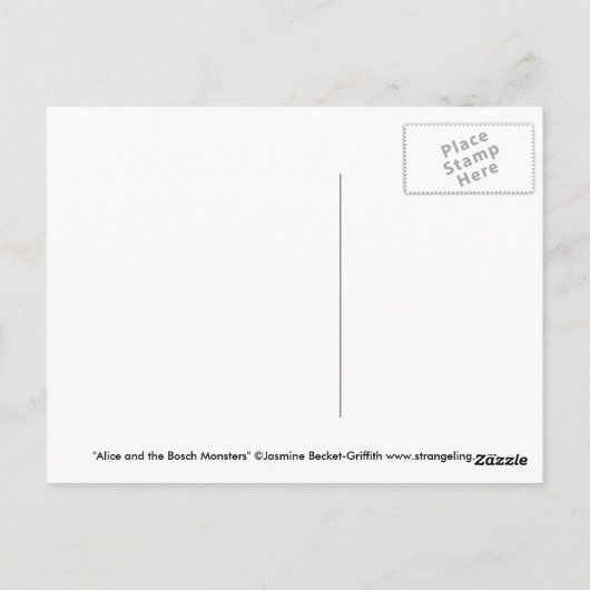 briefkaart "Alice en de Bosch Monsters" (Achterkant)