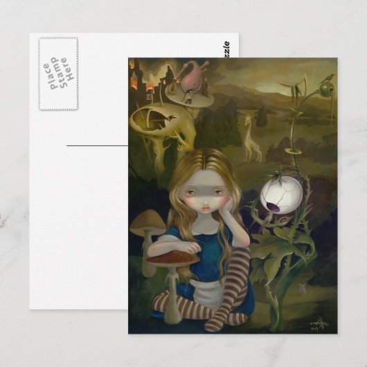 briefkaart "Alice in a Bosch Landscape" (Voorkant / Achterkant)