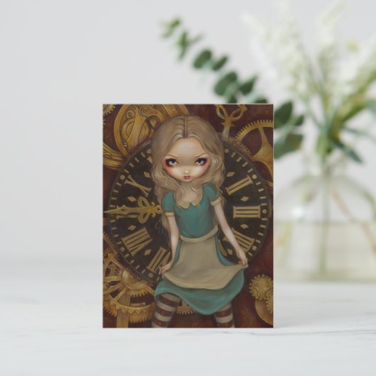 briefkaart "Alice in Clockwork" (Staand voorkant)