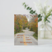 briefkaart, "Alle wegen leiden naar Door County" Briefkaart (Staand voorkant)