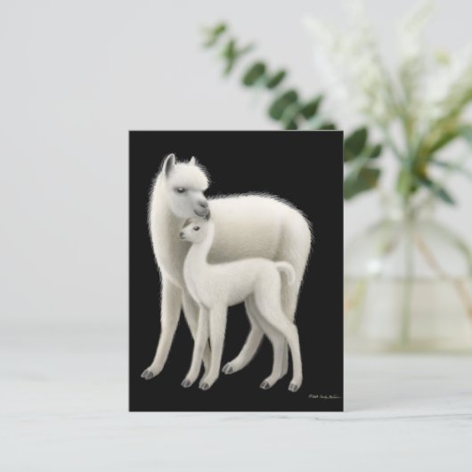 Briefkaart Alpaca & Cria (Staand voorkant)