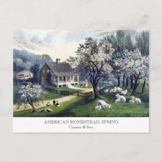 Briefkaart - AMERIKAANSE HOMESTEAD : lente (Voorkant)