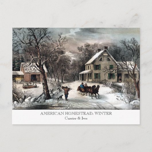 Briefkaart - AMERIKAANSE HOMESTEAD : Winter (Voorkant)