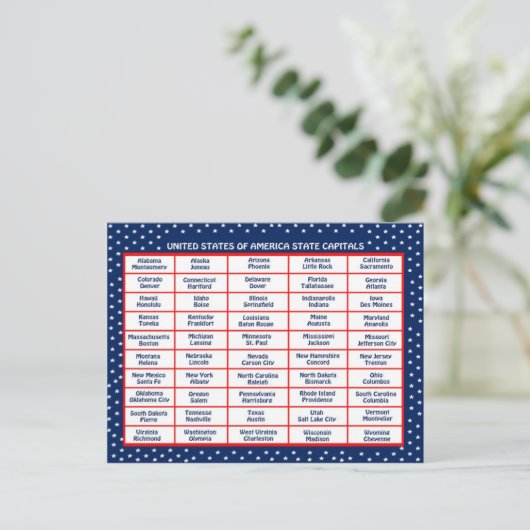 BRIEFKAART Amerikaanse hoofdsteden (Staand voorkant)