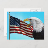 Briefkaart Amerikaanse vlag en Bald Eagle (Voorkant / Achterkant)