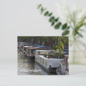 Briefkaart Amsterdam Canal House Boats (Staand voorkant)