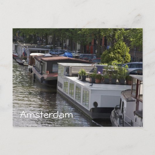 Briefkaart Amsterdam Canal House Boats (Voorkant)