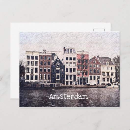 Briefkaart Amsterdam Houses (Voorkant / Achterkant)