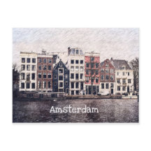 Briefkaart Amsterdam Houses