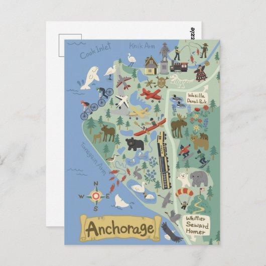 Briefkaart Anchorage Map (Voorkant / Achterkant)