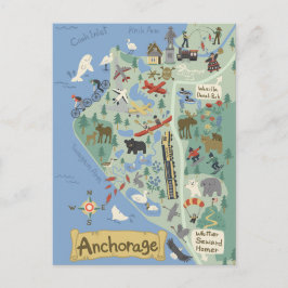 Briefkaart Anchorage Map