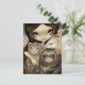 briefkaart "Angel met fretten" (Staand voorkant)