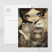 briefkaart "Angel met fretten" (Voorkant / Achterkant)