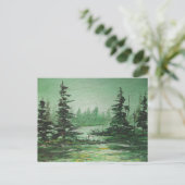 Briefkaart Ann Hayes Groen bos schilderen (Staand voorkant)