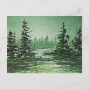 Briefkaart Ann Hayes Groen bos schilderen