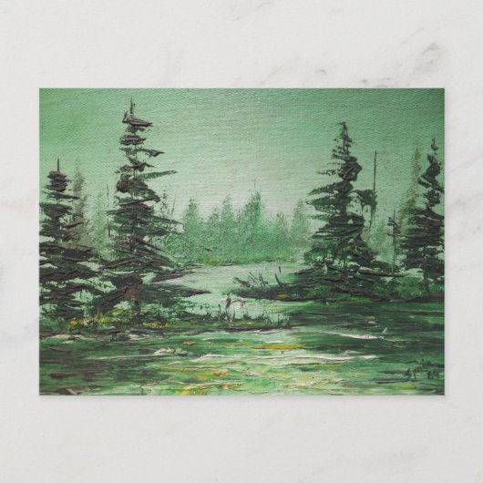Briefkaart Ann Hayes Groen bos schilderen (Voorkant)