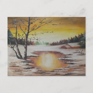 Briefkaart Ann Hayes Painting Winter Scene