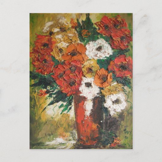 Briefkaart Ann Hayes Rode bloemen, gemengd (Voorkant)