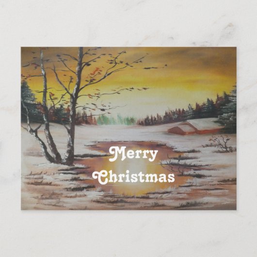 Briefkaart Ann Hayes Winter Scene Merry Kerstmis (Voorkant)