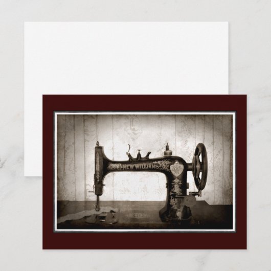 Briefkaart Antiek naaimachine (Voorkant / Achterkant)