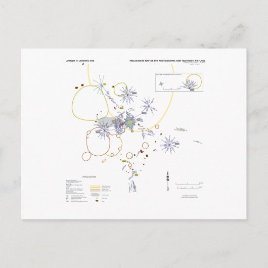Briefkaart Apollo 11 foto-plattegrond (Voorkant)