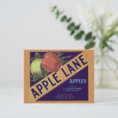 briefkaart "Apple Lane"-etiket voor fruitkratten (Staand voorkant)