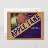 briefkaart "Apple Lane"-etiket voor fruitkratten (Voorkant / Achterkant)
