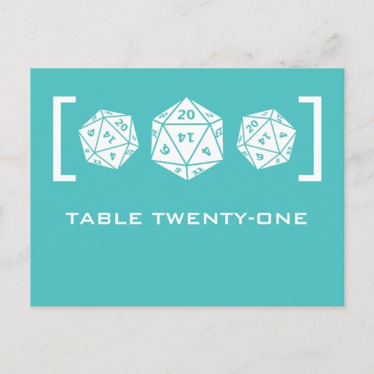 Briefkaart Aqua D20-dijgamertabel (Voorkant)