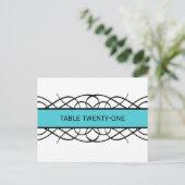 Briefkaart Aqua Deco Flourish Table Number (Staand voorkant)
