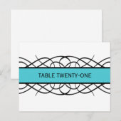 Briefkaart Aqua Deco Flourish Table Number (Voorkant / Achterkant)