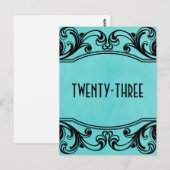 Briefkaart Aqua  SWirls Table Number (Voorkant / Achterkant)