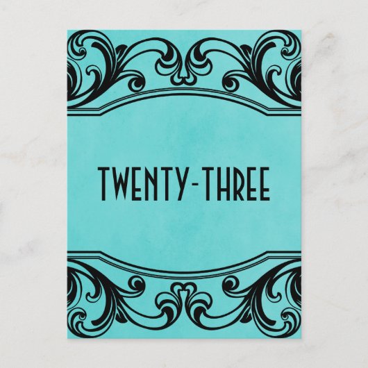 Briefkaart Aqua  SWirls Table Number (Voorkant)