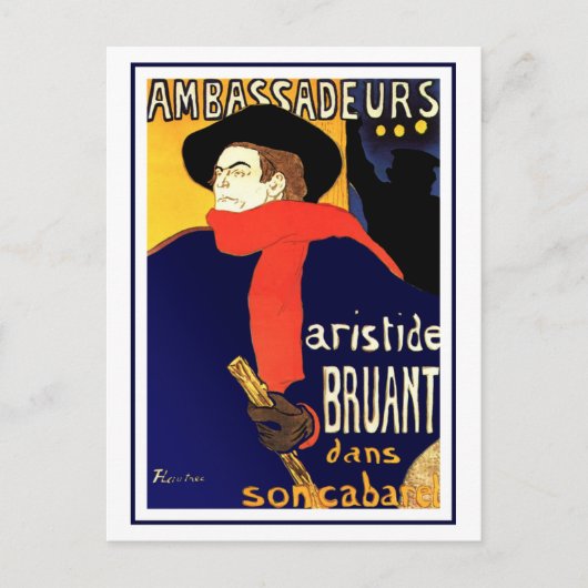 Briefkaart: Aristide Bruant door Toulouse-Lautrec Briefkaart (Voorkant)