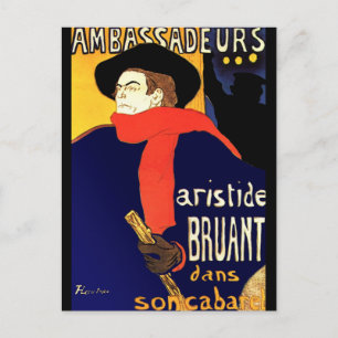 Briefkaart: Aristide Bruant door Toulouse-Lautrec Briefkaart