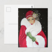 Briefkaart - Art Deco 1930-kerstgroet (Voorkant / Achterkant)