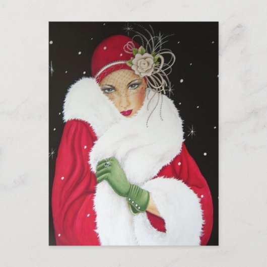 Briefkaart - Art Deco 1930-kerstgroet (Voorkant)